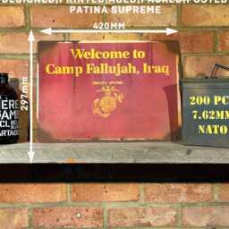 Camp Fallujah Iraq Metal Sign Real Rust, Vintage Military Wall Art - thumbnail 4