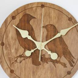 Wooden Clock - Crows Chestnat Color 300 Mm 11.8 Inches Ready To Ship Handmade Silent Mechanism - thumbnail 3