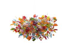 Big Hanging Chandeliers With Colorful Flowers & Leaves