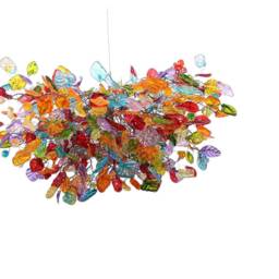Big Hanging Chandeliers With Colorful Flowers & Leaves - Unique Light Fixture For Dining Room - thumbnail 3