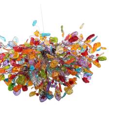 Big Hanging Chandeliers With Colorful Flowers & Leaves - Unique Light Fixture For Dining Room - thumbnail 2