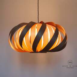 Ceiling Light From Wood Veneer - Twisted Walnut/Exclusive Lamp Pendent Lampshade Lighting - thumbnail 3