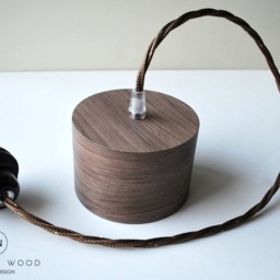 Ceiling Light From Wood Veneer - Twisted Walnut/Exclusive Lamp Pendent Lampshade Lighting - thumbnail 4