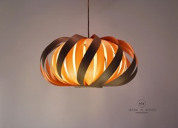 Ceiling Light From Wood Veneer - Twisted Walnut/Exclusive Lamp Pendent Lampshade Lighting