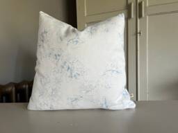 Cabbages & Roses Meggernie Vintage Blue White Linen Designer Cushion Pillow Cover - thumbnail 1