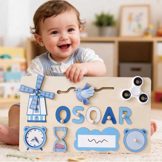Custom Baby Name Puzzle, Personalized Kids Busy Board, Montessori Learning Toy, Birthday Gift For Kids, Room Decor, 1st Christmas Gifts - image 1