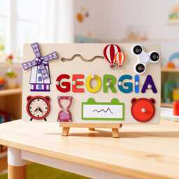 Custom Baby Name Puzzle, Personalized Kids Busy Board, Montessori Learning Toy, Birthday Gift For Kids, Room Decor, 1st Christmas Gifts - thumbnail 3