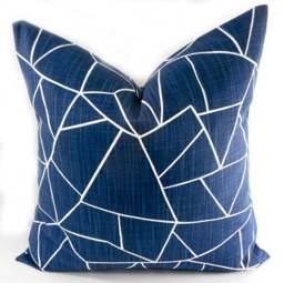 Pillow Covers Custom - Blue Italian Denim Pine Green Kelly White Linen Look Ikat Tribal Modern- All Sizes 16x16 18x18 Throw Accent - thumbnail 4