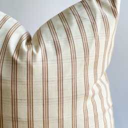 Vintage Hmong Hemp Pillow Cover Beige Striped Lumbar, Bohemian Decor - thumbnail 2