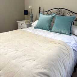 Taupe Velvet Bedspread, Cotton Quilted Bed Throw, Boutique Hotel Style, Many Colours - thumbnail 2