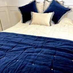 Taupe Velvet Bedspread, Cotton Quilted Bed Throw, Boutique Hotel Style, Many Colours - thumbnail 3