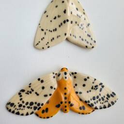 Handmade Ceramic Moth Wall Decor Botanical Art Hanging Set - thumbnail 4