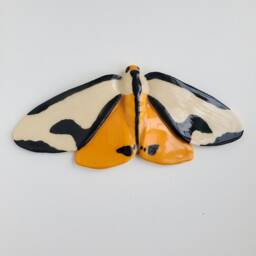 Handmade Ceramic Moth Wall Decor Botanical Art Hanging Set - thumbnail 3