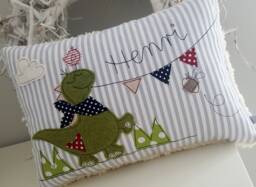 Personalized Dino Cuddly Pillow With Name - thumbnail 1