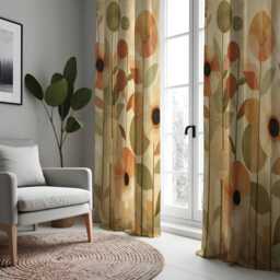 Retro Abstract Flower Curtains, Mid Century Modern Drapes, Custom Size Window Panels, Made To Order Curtains - thumbnail 4