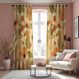 Retro Abstract Flower Curtains, Mid Century Modern Drapes, Custom Size Window Panels, Made To Order Curtains - thumbnail 3