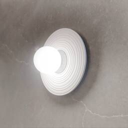 Handmade Ceramic Wall Sconce Carved Texture, Modern Light Fixture - thumbnail 4