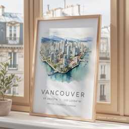 Vancouver Travel Print, Canada Wall Art, Hanging, Home D??cor, Gift, Art Lover Gift - thumbnail 3