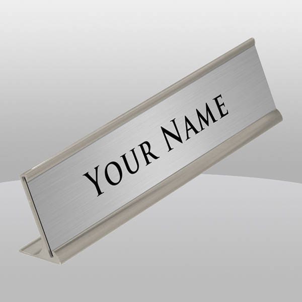 2 X 8 Inches Silver Personalized Name Plate-2 Custom Plate For Office, Office Plates Custom, Plate, Holder