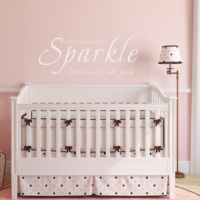 She Leaves Sparkle Wherever Goes - Nursery Vinyl Quotes Baby Girls Wall Decal Sayings Words- 022 - image 1