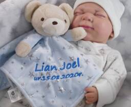 Cuddly Blanket Embroidered With Name - Cuddly Blue Teddy Bear Zw-31 - 400244 - thumbnail 1