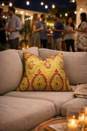 Handwoven Silk Ikat Pillow Cover, 20x20 Decorative Cushion