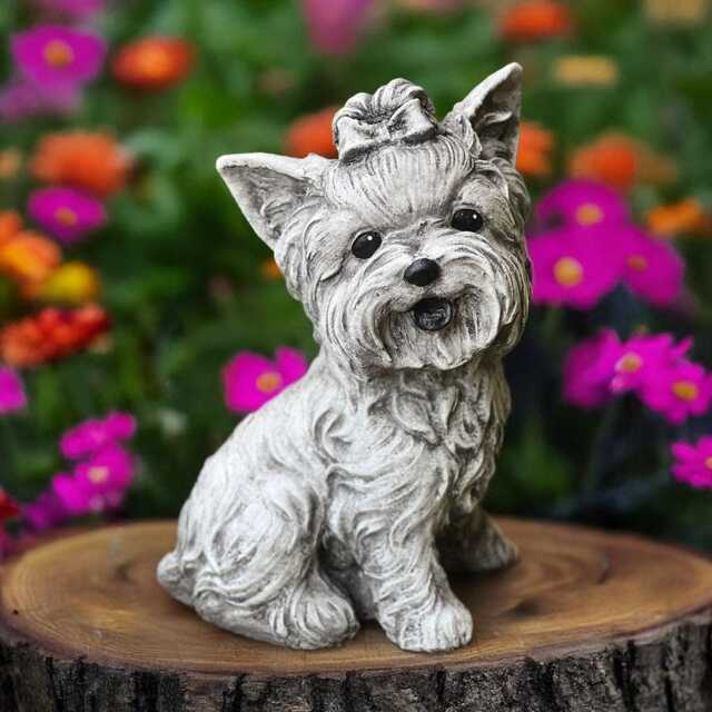 Concrete Yorkie Statue Realistic Yorkshire Terrier Sculpture Stone Small Dog Figure Pet Memorial Ornament Garden Yard Art Dog Lover Gift - image 1