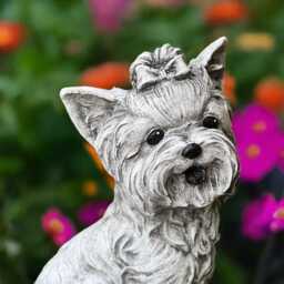 Concrete Yorkie Statue Realistic Yorkshire Terrier Sculpture Stone Small Dog Figure Pet Memorial Ornament Garden Yard Art Dog Lover Gift - thumbnail 4