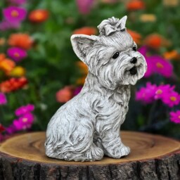 Concrete Yorkie Statue Realistic Yorkshire Terrier Sculpture Stone Small Dog Figure Pet Memorial Ornament Garden Yard Art Dog Lover Gift - thumbnail 2