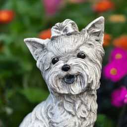 Concrete Yorkie Statue Realistic Yorkshire Terrier Sculpture Stone Small Dog Figure Pet Memorial Ornament Garden Yard Art Dog Lover Gift - thumbnail 3