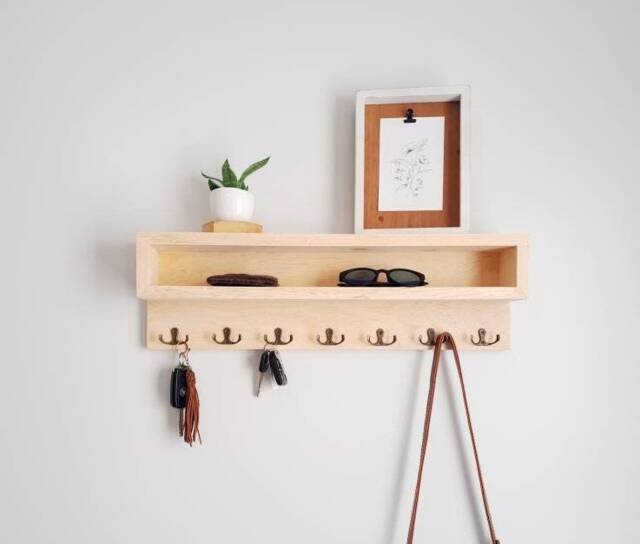 Entryway Organizer, Mail & Key Holder, Floating Plant Shelf, Coat Rack, Custom Leash Collar Holder - image 1