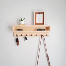 Entryway Organizer, Mail & Key Holder, Floating Plant Shelf, Coat Rack, Custom Leash Collar Holder - thumbnail 3