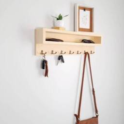 Entryway Organizer, Mail & Key Holder, Floating Plant Shelf, Coat Rack, Custom Leash Collar Holder - thumbnail 2