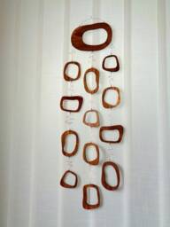 Handmade Walnut Mid Century Modern Wall Hanging With Concrete Hook - thumbnail 2
