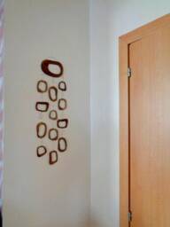 Handmade Walnut Mid Century Modern Wall Hanging With Concrete Hook - thumbnail 4