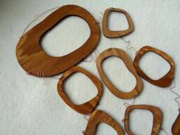 Handmade Walnut Mid Century Modern Wall Hanging With Concrete Hook - thumbnail 3