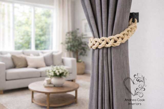 Handmade Jute Rope Curtain Tiebacks - Natural Beige Braided Holdbacks Rustic Farmhouse Home Decor - image 1