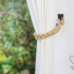 Handmade Jute Rope Curtain Tiebacks - Natural Beige Braided Holdbacks Rustic Farmhouse Home Decor - thumbnail 3