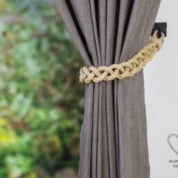 Handmade Jute Rope Curtain Tiebacks - Natural Beige Braided Holdbacks Rustic Farmhouse Home Decor - thumbnail 2