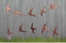Handmade Bronze Metal Garden/Indoor/Outdoor Swallow Wall Art in Flight