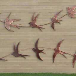 Handmade Bronze Metal Garden/Indoor/Outdoor Swallow Wall Art in Flight - thumbnail 4