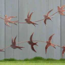 Handmade Bronze Metal Garden/Indoor/Outdoor Swallow Wall Art in Flight - thumbnail 2