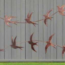 Handmade Bronze Metal Garden/Indoor/Outdoor Swallow Wall Art in Flight - thumbnail 3