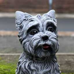 Concrete Westie Dog Statue Outdoor Figurine Stone Terrier Yorkie Sculpture Cement Ornament Dog Lover Gift Front Door Decoration - thumbnail 2