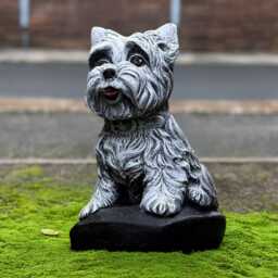 Concrete Westie Dog Statue Outdoor Figurine Stone Terrier Yorkie Sculpture Cement Ornament Dog Lover Gift Front Door Decoration - thumbnail 3