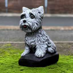 Concrete Westie Dog Statue Outdoor Figurine Stone Terrier Yorkie Sculpture Cement Ornament Dog Lover Gift Front Door Decoration - thumbnail 1