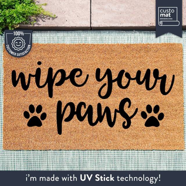 Wipe Your Paws - Dog/Cat Paw Print Doormat Cute Pet Animal Lover Gift Family Doormats - image 1
