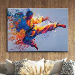 Abstract Karate Judo Painting - Vibrant Wall Art Canvas Martial Arts Decor Gym & Sports Poster Modern - thumbnail 1