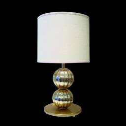 Murano Glass Table Lamp With Mirrored Finish & White Cotton Lampshade, Elegant Lamp, Italian Lighting - thumbnail 3
