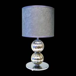 Murano Glass Table Lamp With Mirrored Finish & White Cotton Lampshade, Elegant Lamp, Italian Lighting - thumbnail 1